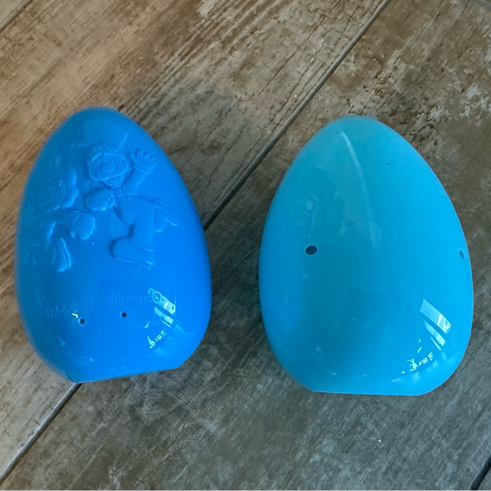 Large Blue Plastic Mario and Luigi Nintendo Easter Egg Containers